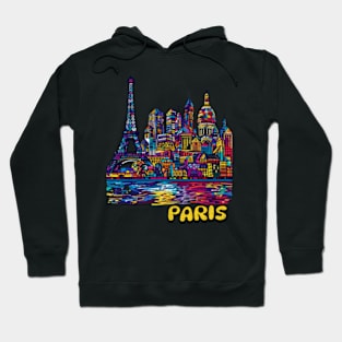 Paris France City Skyline Urban Pop Art Wanderlust Travel Hoodie